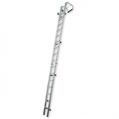 MUNK Rettungstechnik Dachleiter mit klappbarem Sicerheitsbügel aus Aluminium British Standard