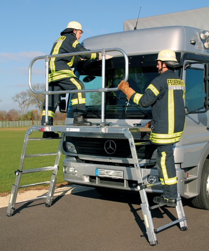 MUNK Rettungstechnik Arbeitsplattform mit Geländer für Lkw- und Busrettung aus Aluminium