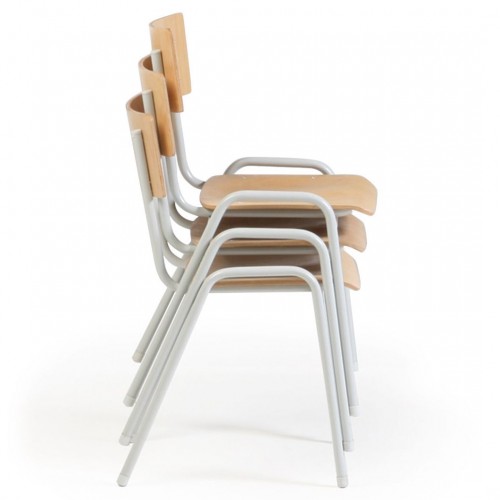 Protaurus Tisch- Stuhl- Kombination ECO aus beschichtetem Stahl/Kunststoff mit Sperrholz in lichtgrau Tischmaß 1200-2000x800mm