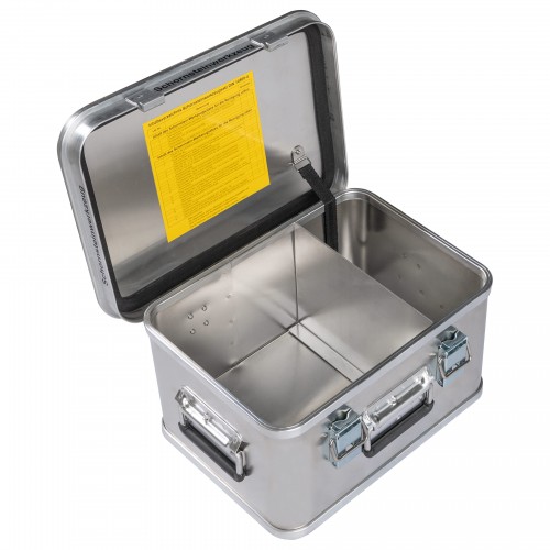 MUNK Rettungstechnik Aluminium Kasten 400x300x220mm mit Deckel, Beschriftung "Schornsteinwerkzeug"