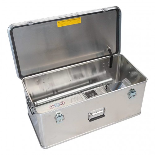 MUNK Rettungstechnik Aluminium Kasten 800x400x330mm mit Deckel, Beschriftung "Mehrzweckzug MZ 32 Kasten 1"
