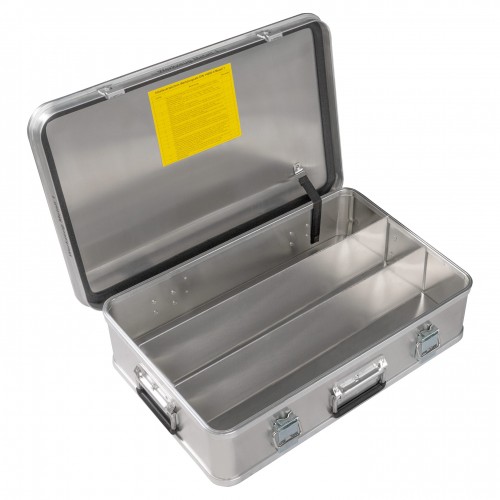 MUNK Rettungstechnik Aluminium Kasten 600x400x150mm mit Deckel, Beschriftung "Werkzeugsatz Metall 1"