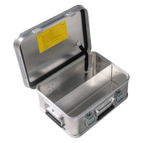MUNK Rettungstechnik Aluminium Kasten 400x300x150mm mit Deckel, Beschriftung "Verbrauchsmaterial"